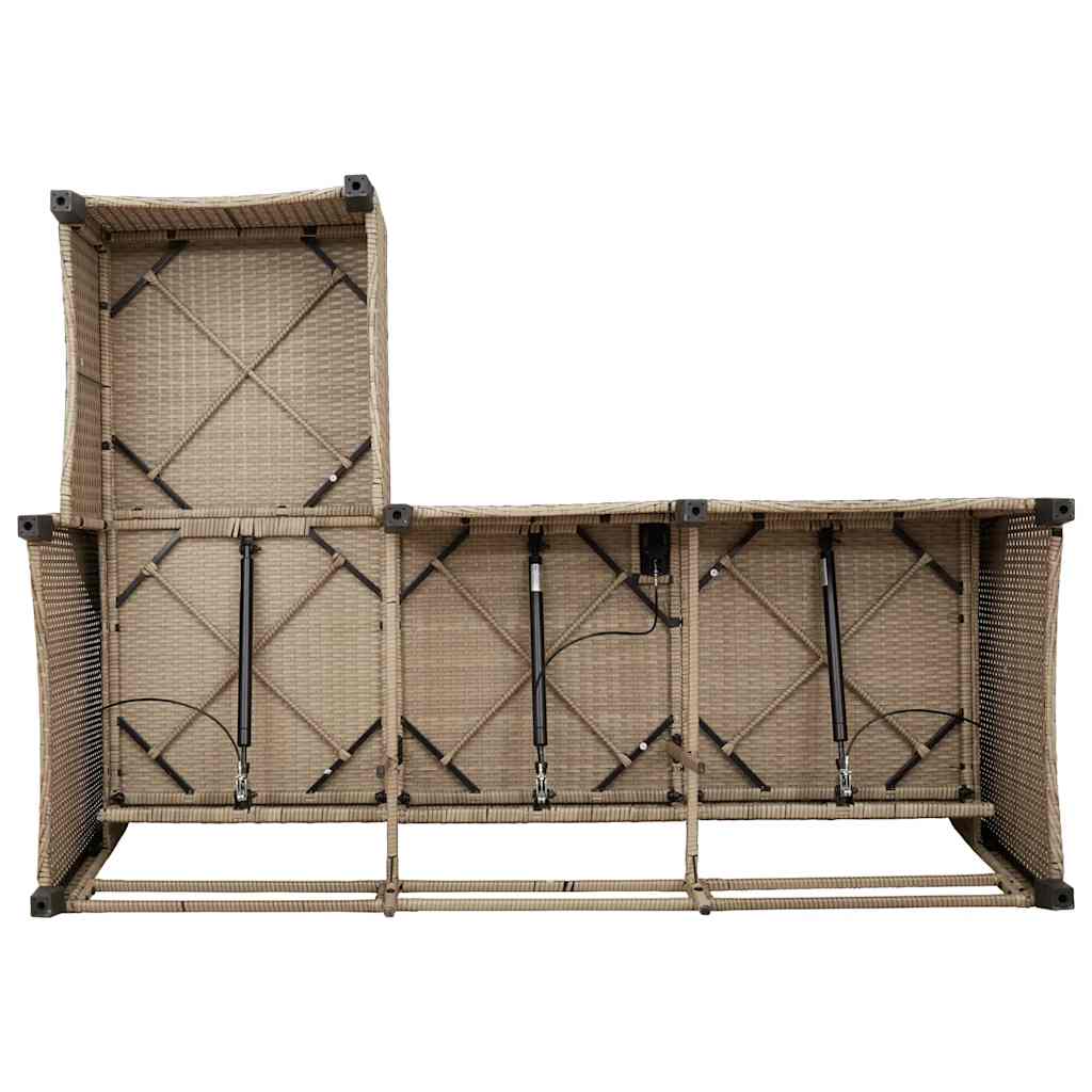 3-tlg. Garten-Sofagarnitur mit Kissen L-Form Beige Poly Rattan